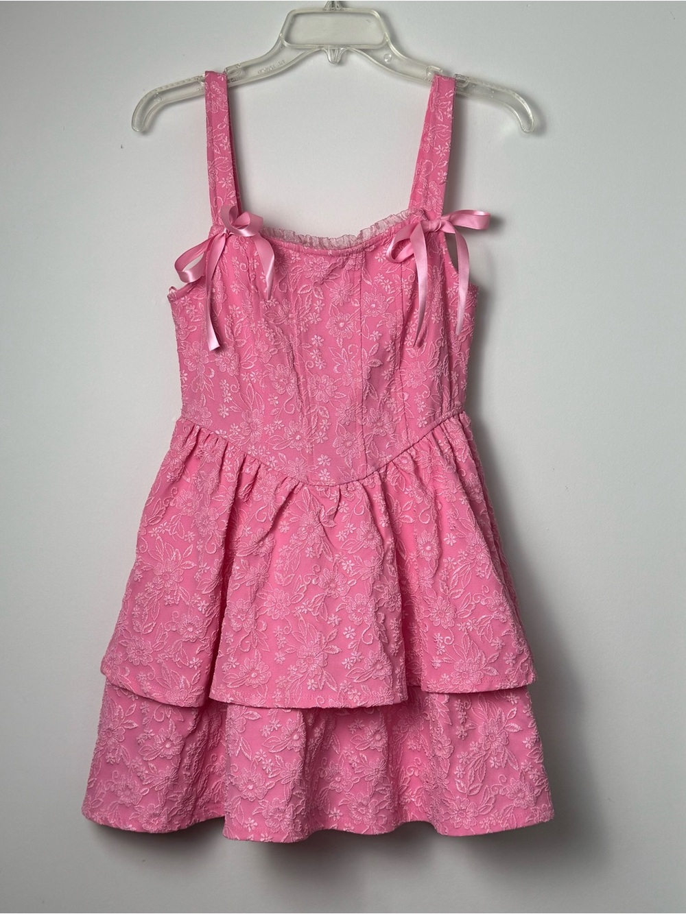 Francesca's Shirley Pink Jacquard Corset Mini Dress M NWT‎ Coquette